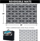 Outdoor Rug Mats, Large Waterproof Outdoor Area Rug, Reversible Portable Outdoor Plastic Straw Carpet for RV Deck Camping Front Door Indoor Outside Porch Picnic (5x8ft Geometric Black&White) by GreenHaven Gardens