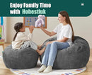 Hobestluk 3.5FT Bean Bag Chair Large Bean Bag with Filler Included Bean Bag Chairs for Adults Teardrop Bean Bag Chair with Removable Cover for Bedroom Living Room - (Large, Grey) by CozyNest Decor