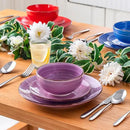 vancasso Bonita Dinnerware Set Muticolor Stoneware 18 Pieces Service for 6, Handpainted Spirals Pattern Stoneware Plates and Bowls Set by CozyNest Decor