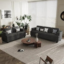 3 Seater Corduroy Couch for Living Room, 89” Black Cloud Sofa, Deep Seat Floor Couch for Bedroom, Futon Modern Sofa Sectional Bed, Black Corduroy by CozyNest Decor