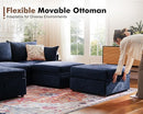 102.6" U Shaped Modular Sectional Sofa, 5 Seater Couch with Storage Ottoman Deep Seat and High Backrest with Removable Cover for Living Room, Apartment - Chenille Blue by CozyNest Decor