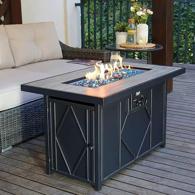 BALI OUTDOORS Fire Pit Table Propane Gas Firepit Rectangular Fire Table 42In 60,000 BTU for Outside Patio Backyard Deck Balcony, photo 6 of 7