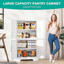 SISESOL White Storage Cabinet with 4 Doors and 2 Adjustable Shelves,Farmhouse Food Pantry Cabinets,Small Bathroom Cabinet,4 Tier Metal Storage Cabinets for Home Kitchen,Dining/Living/Laundry/Room by CozyNest Decor