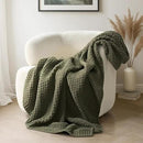 Chunky Chenille Knit Throw Blanket for Couch, Soft Luxurious Moss Stitch Blankets for Bed, Cozy Decorative Farmhouse Knitted Throws for Sofa, Olive Green, 60" x 80" by CozyNest Decor