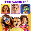 Face Painting Kit for Kids, 24 Colors Water Based Non-Toxic Face Paint with Stencils & Brushes, Professional Body Makeup Set for Halloween, Birthday, Parties with Guide Book Art and Craft Art Supplies by TinyTreasures Baby Boutique