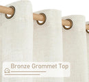 LAMIT Cream Linen Sheer Curtains 54 Inch Length 2 Panels Set, Short Linen Textured Light Filtering Panels Bronze Grommet Neutral Drapes for Small Windows/Bedroom/Kitchen, 34 x 54 Inch by CozyNest Decor