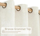 LAMIT Cream Linen Curtains 80 inches Long 2 Panels Set, Sheer White Light Filtering Neutral Drapes with Bronze Grommet for Bedroom/Living Room, 52 x 80 Inch by CozyNest Decor