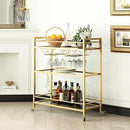 Glass Gold Bar Carts for Home with Hanging Wine Rack - Home Bar Serving Cart with 3 Mirrored Shelves, Kitchen Bar Carts, Wine Cart for Entertaining, Club Party. by CozyNest Decor