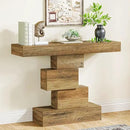 Tribesigns 42.5" Farmhouse Console Table, Narrow Wood Sofa Table Behind Couch with Geometric Base, Industrial Entryway Accent Table for Living Room, Hallway, Entrance (Light Brown) by CozyNest Decor