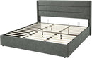 Allewie King Size Lift Up Storage Bed, Modern Wingback Headboard, Hydraulic Support, No Box Spring Needed, Dark Grey by CozyNest Decor