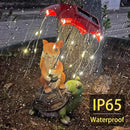 Solar Garden Statue Outdoor Decor - Squirrel Standing on Turtle Holding Umbrella with String Lights Outdoor Waterproof Statues for Patio Lawn Yard Decoration Garden Ornaments Housewarming Gifts by GreenHaven Gardens