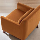 Extra Deep Accent Chair, Fabric Upholstered Comfy Reading Armchair for Living Room, Bedroom Single Seat Sofa Chair with Wood Base, Curry by CozyNest Decor