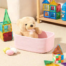 Small Storage Baskets for Organizing | Closet Organizer Bins | Shelf Toy Basket | Woven Rope Baskets | Cube Decorative Box | Shallow Basket | 11.5x7.5x4.7” | 4 Packs Light Pink by CozyNest Decor