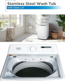 BLACK+DECKER 4.1 Cu. Ft. Top Loading Washing Machine with Agitator, Full Size Washing Machine with Glass Lid and Stainless Steel Tub, Machine with LED Display, 10 Wash Cycles, 120V, BTLW41MW, White by CozyNest Decor