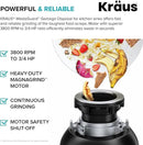 KRAUS WasteGuard 3/4 HP Ultra-Quiet Garbage Disposal with Quick Connect, Kitchen Sink Drain Cover, Power Cord and Flange Included, KWD100-75MBL by CozyNest Decor
