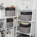 DULLEMELO Cube Collapsible Storage Bins, 12 inch Fabric Storage Cubes Bins Canvas Organization Baskets, Linen Closet Organizers Boxes for Home Organization and Storage (4 Pack - 12" Black&Grey) by TinyTreasures Baby Boutique