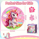 ZIZZ Unicorn Toy for Girls Kids - Best 70 Pieces Unicorn Floor Puzzle for Kids Age 3 4 5 6 7 8 Years Old Girls Learning & Educational Games Toys Toddlers Gifts for Birthday Christmas Party Activity by TinyTreasures Baby Boutique