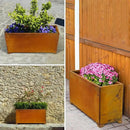 Stanbroil Corten Steel Planter Box for Outdoor Patio - 32 X10 X16 Inch Large Rectangular Metal Planter Box with Natural Rusty and Drainage Holes for Raising Flower, Plants by GreenHaven Gardens