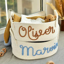 Personalized Baby Name Basket, Custom Woven Baby Shower Gift Basket with Cotton Rope Handle Baby Diaper Nursery Shelf Storage Basket Bin for Kids' Bedroom (Style 4) by TinyTreasures Baby Boutique