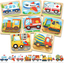 Benresive Wooden Toddler Puzzles, Montessori Toys for 1 2 3 Year Old Boys, Toys for 1 2 3 Year Old Boy Birthday Gifts, 8 Pack Vehicle Toddler Learning Educational Puzzles by TinyTreasures Baby Boutique