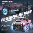 Hikole 24V Ride on Toys for Kids - 4WD/2WD Switchable 2 Seater Kids Electric Car with 4x200W Motors, Remote Control, 3 Speeds, LED Lights, MP3 Player, Safety Belt, Gift for Girls, Pink by TinyTreasures Baby Boutique