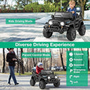 Costzon 12V Kids Ride on Truck Car, Electric Vehicle w/Remote Control, Threaded Wheels, 3 Speeds, LED Lights, Music, Horn & Wireless Connection, Battery Powered Ride on Toy for Boys & Girls 3+ (Black) by TinyTreasures Baby Boutique