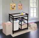 Badger Basket Modern Baby Changing Table with Laundry Hamper, 3 Storage Drawers and Pad, Diaper Change Station - Espresso/Ecru by TinyTreasures Baby Boutique