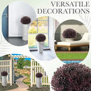 Yunlly 2 Pack 18" Artificial Boxwood Ball Bush Topiary Trees Fake Outdoor Plants, Realistic UV Resistance Faux Shrubs with Spike Greenery Topiary for Front Porch Garden Yard Patio Indoor (Dark Purple) by GreenHaven Gardens