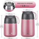 Insulated Thermo Food Jar for Hot & Cold Food for Kids Adult, 17&24 oz Soup Thermal Hot Food Containers for Lunch, Triple Layer Insulation Stainless Steel Food Jar with Spoon (2 Pack Pink) by TinyTreasures Baby Boutique