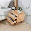 Modern Solid Wood Nightstand with Drawers - Mid Century Modern 2 Drawer Natural Wooden Small Narrow Nightstand Bedside Side End Table with Storage for Living Room Bedroom, 15.7" D x 17.1" W x 19.6" H by CozyNest Decor