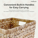 Large Rectangular Handwoven Wicker Basket - Natural Water Hyacinth Storage Baskets with 2 Built-in Handles - Ideal for Towel, Blankets, and Home Organizer & Decor - 16.5"x13"x7.50" - Brown by TinyTreasures Baby Boutique