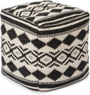 REDEARTH · Tufted Pouf Ottoman with Filler Textured Storage Cube Bean Bag Pouffe Footrest for Living Room, Bedroom, Nursery, Kidsroom; 100% Cotton (17.5"X17.5"X17.5", Linear Diamond Black) by CozyNest Decor