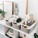 OrganiHaus Small Fabric Storage Bins for Shelves 6 Pack, 12x8in Closet Storage Bins for Shelves, Cloth Baskets for Organizing, Linen Closet Organizers, Fabric Basket, Gray/White by CozyNest Decor