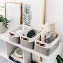 OrganiHaus Small Fabric Storage Bins for Shelves 6 Pack, 12x8in Closet Storage Bins for Shelves, Cloth Baskets for Organizing, Linen Closet Organizers, Fabric Basket, Gray/White by TinyTreasures Baby Boutique