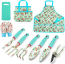 Garden Tools Set WANCHI 10 Piece Heavy Duty Floral Garden Tool Set Gardening Gifts for Women Men Birthday Rust-Proof Aluminum Garden Hand Tools Gardening Kit with Tote Bag Apron Glove by GreenHaven Gardens