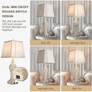 28.5" Table Lamps Set of 2 - Bedside Lamp with Fabric Shades - for Bedroom and Living Room with USB and Nightlight - Perfect for Nightstands and Bedrooms by CozyNest Decor