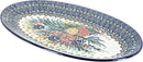 Blue Rose Polish Pottery Summer Blooms Oval Platter by CozyNest Decor
