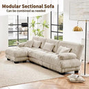 L Shaped Couch Sectional Couch, 3-Seater Cloud Couch Sectional Oversized Couch, Sofa Bed Couch with Round Bolster Armrests 5 Pillows, Modular Couch Home Sofa Living Room Couch by CozyNest Decor