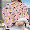 Binienty Baby Car Seat Covers - Cartoon Kitten Infant Carseat Canopy Multi-use Stretch Nursing Cover for Breastfeeding by TinyTreasures Baby Boutique