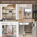 owlie 37.4" Extra Tall Wide Baby Gate for Stairs Doorways,66-75 Inch Extra Large Long Baby Gate with Door Indoor Safety Metal Pressure Mounted Pet Gate with Walk-Thru Auto Close, Black by TinyTreasures Baby Boutique