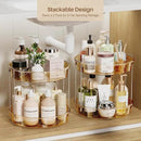 LAMU 2 Pack 2 Tier Lazy Susan Turntable Organizer 12'' Rotating Spice Rack Organization for Cabinet, Kitchen, Pantry, Countertop, Bathroom, Vanity, Medicine Cabinet Organizer, Amber by CozyNest Decor