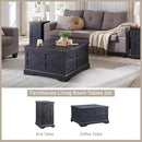 JXQTLINGMU Farmhouse Nightstand Set of 2 with Charging Station, 17" D Rectangular End Table with Barn Door & Adjustable Storage Shelf, Wood Rustic Sofa Side Table for Living Room, Bedroom, Black by CozyNest Decor