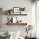 24"x6.8"x1.6" Slanted Floating Wall Shelves 2-Pack - Rustic Brown Finish, Heavy-Duty Solid Wood Design with Hidden Brackets - Perfect for Living Room, Kitchen, Bathroom, or Office by CozyNest Decor
