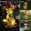 Upgraded Size Solar Garden Outdoor Statues Gnome Reading Under Mushroom with 5 LED Solar Figurine for Lawn,Patio,Balcony,Yard Decor Unique Housewarming Gift for Grandfather, Father,Grandma,Wen by GreenHaven Gardens