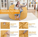 3FT Bean Bag Chair, Comfy Bean Bag Chairs with Memory Foam Filled, Fluffy Beanbag Sofa with Dutch Velvet Cover, Round BeanBag Chairs for Living Room, Playroom - Mustard by TinyTreasures Baby Boutique