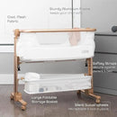 KoolerThings Baby Bassinet, Bedside Sleeper for Baby, Easy Folding Portable Crib with Storage Basket for Newborn, Bedside Bassinet, Comfy Mattress/Travel Bag Included (Bassinet) (White & Gold) by CozyNest Decor