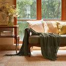 lifein Throw Blanket for Couch, Soft Green Boho Decor Bed Throw,Cozy Knitted Chenille Farmhouse Lightweight Throw for Spring(Olive Green,60 * 80") by CozyNest Decor