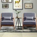 INZOY Mid Century Modern Accent Chair with Wood Frame, Upholstered Living Room Chairs with Waist Cushion, Reading Armchair for Bedroom Sunroom (Dark Grey) by CozyNest Decor