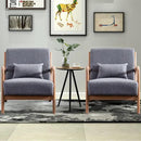 INZOY Mid-Century Modern Accent Chair Set of 2, Dark Grey Living Room Chairs with Waist Cushion, Upholstered Reading Armchair for Bedroom Sunroom by CozyNest Decor