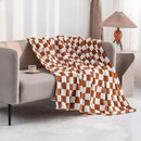 LOMAO Throw Blankets Flannel Blanket with Checkerboard Grid Pattern Soft Throw Blanket for Couch, Bed, Sofa Luxurious Warm and Cozy for All Seasons (Maple Brown, 90"x90") by CozyNest Decor